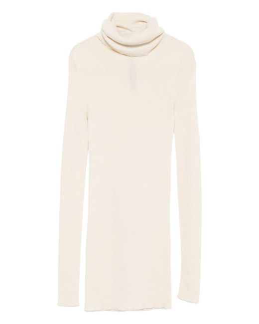 Rick Owens White Wollschildkrötenhalspullover