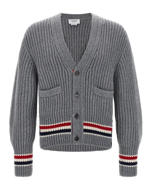 Thom Browne Rwb Tape Cardigan in het Gray voor heren