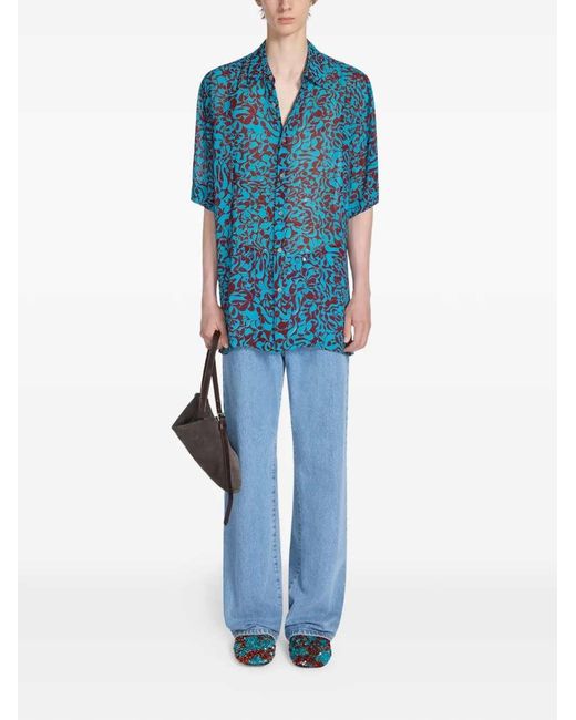 Dries Van Noten Blue Sequined Slippers