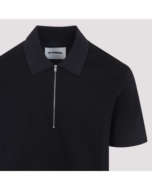 Jil Sander Black Knitted Collar Polo