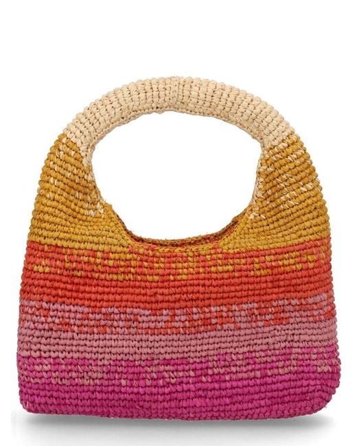 Manebí Gray Mini Raffia Handbag For