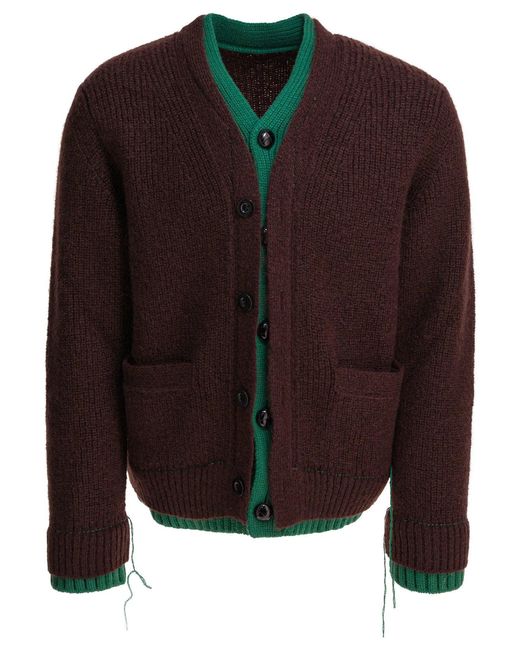 Sacai Black Wool Blend Cardigan for men