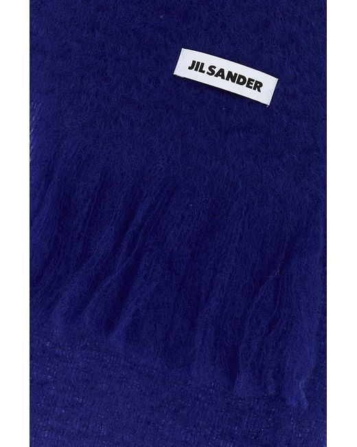 Jil Sander Blue Mohair Blend Scarf