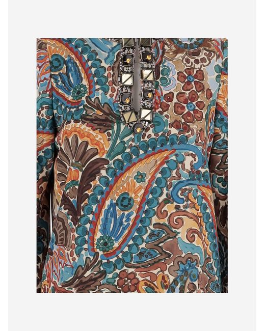 PHILIPPA 1970 Blue Remi Dress With Damask Floral Print