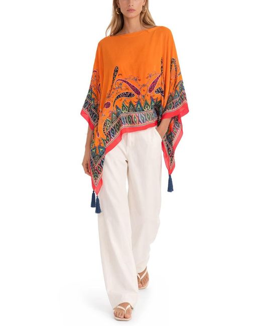 Etro Orange Cape With Paisley Pattern