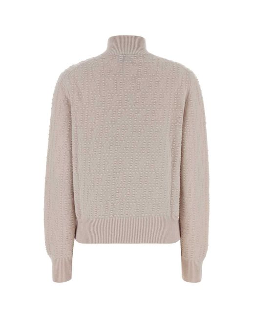 Fendi Natural Powder Stretch Wool Blend Sweater