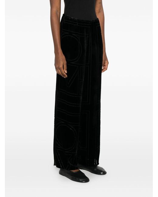 Totême Black Monogram Pajama Trousers