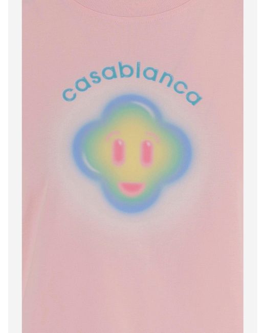 Casablanca Pink Cotton T-Shirt With Logo