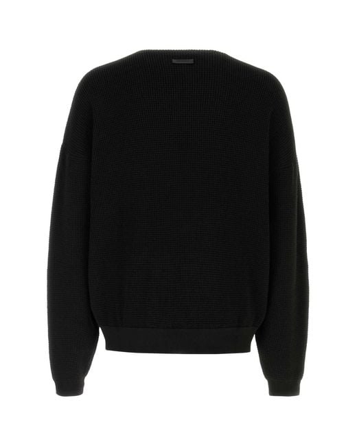 Fear Of God Black Waffle Crewneck 90's Sweater for men