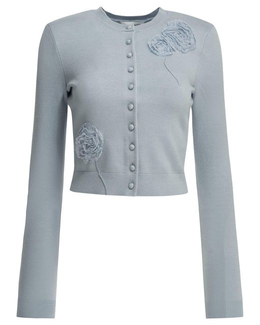 Self-Portrait Blue Embroidered Cardigan