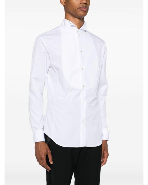 Giorgio Armani White Cotton Smoking Shirt for men