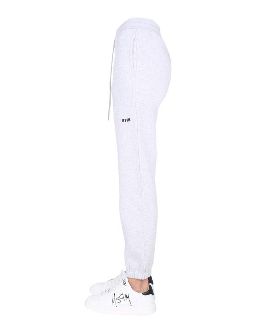 MSGM White Cotton Logo Activewear