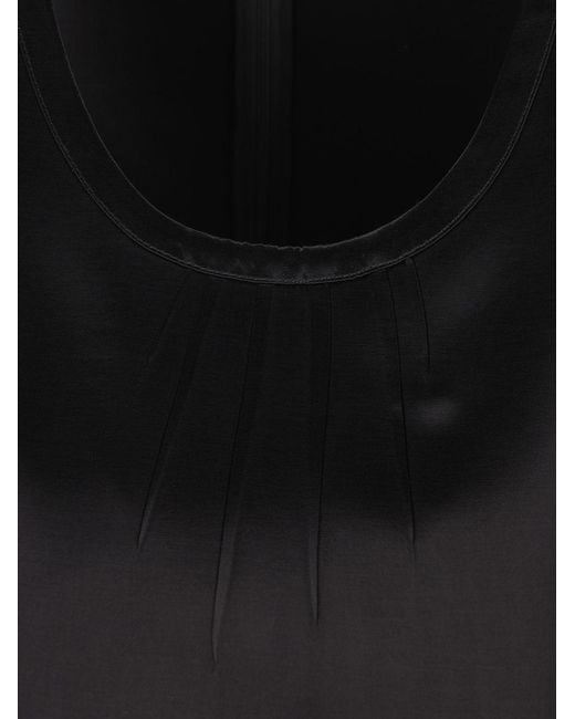 Saint Laurent Black Cassandre Satin Dress