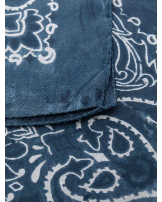 Golden Goose Deluxe Brand Blue Golden Foulard Paisley Print Silk