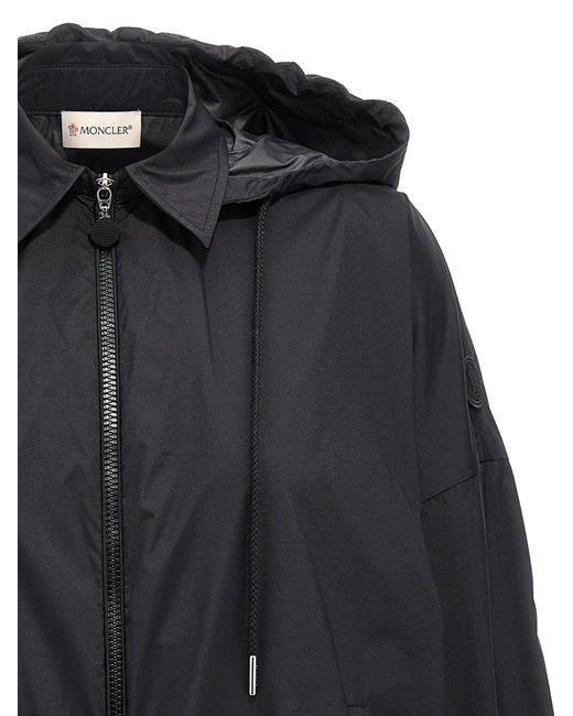 Moncler Black Ruffled Windbreaker With Removable Hood