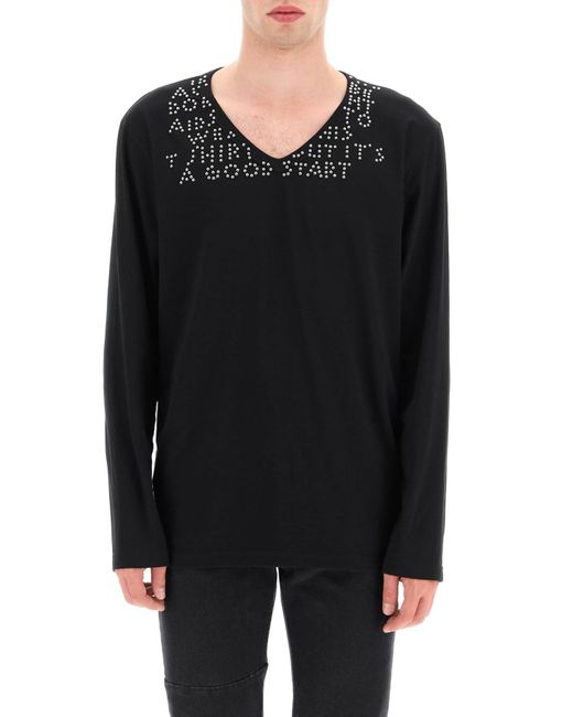 MM6 by Maison Martin Margiela Long-sleeve T-shirt With Studs in Black for  Men | Lyst