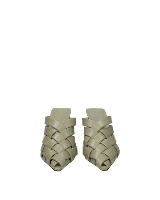 Bottega Veneta Green Sandals Leather/Travertine