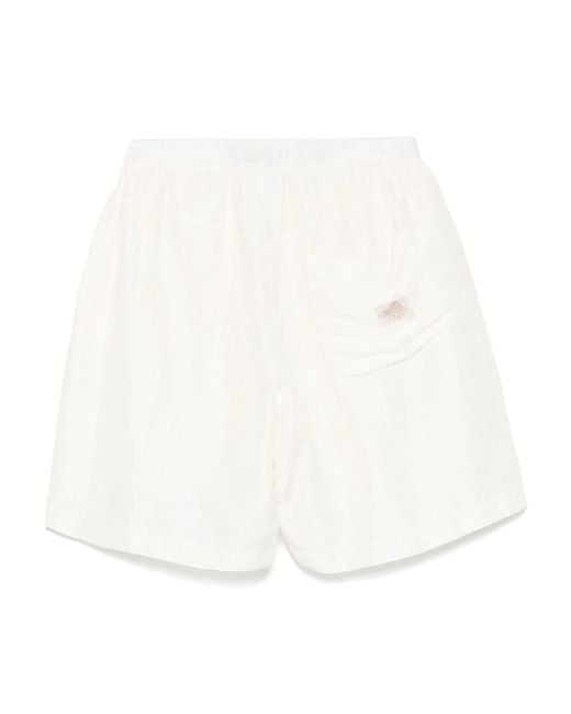 RANRA White Stroller Silk Ripstop Shorts for men