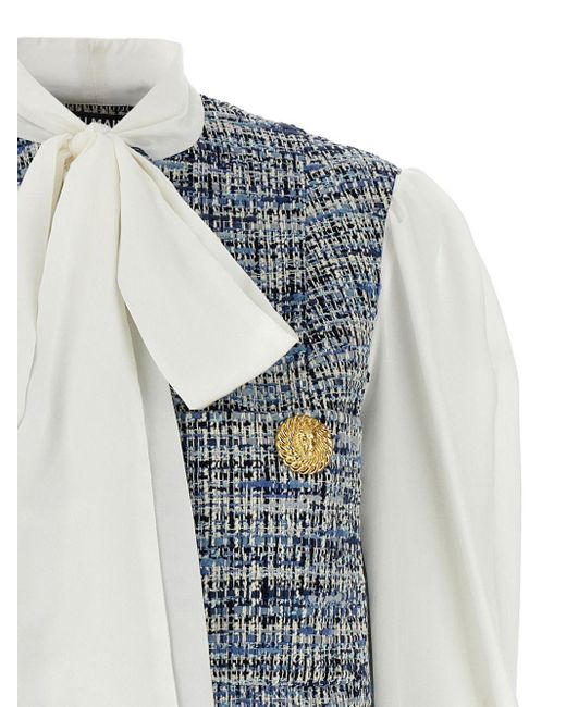 Balmain Tweed Panaled Blouse in het Blue voor heren