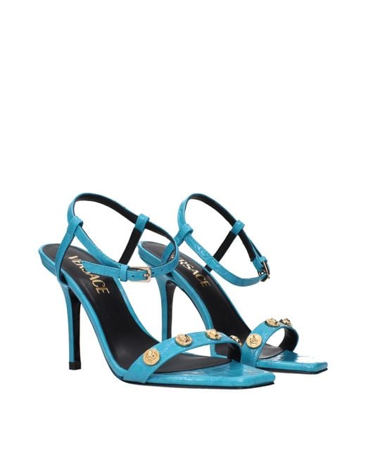 Versace Blue Sandals Leather And Ice