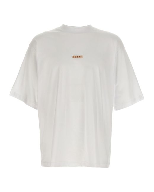 Marni Logo Patch T-Shirt in White für Herren