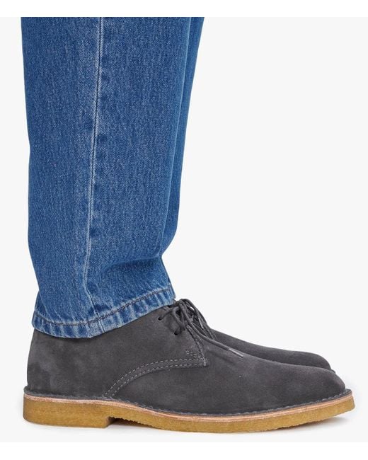 A.P.C. Black Asphalt Suede Split Leather Ankle Boots for men
