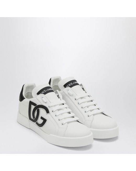 Dolce & Gabbana White Dolce&Gabbana Leather Low-Top Portofino Sneakers