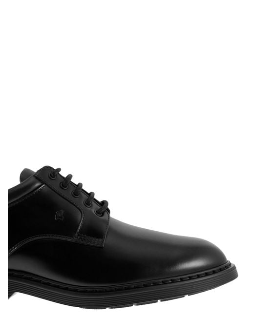 Hogan Black H576 Derby Lace Ups With Rubber Bottom for men