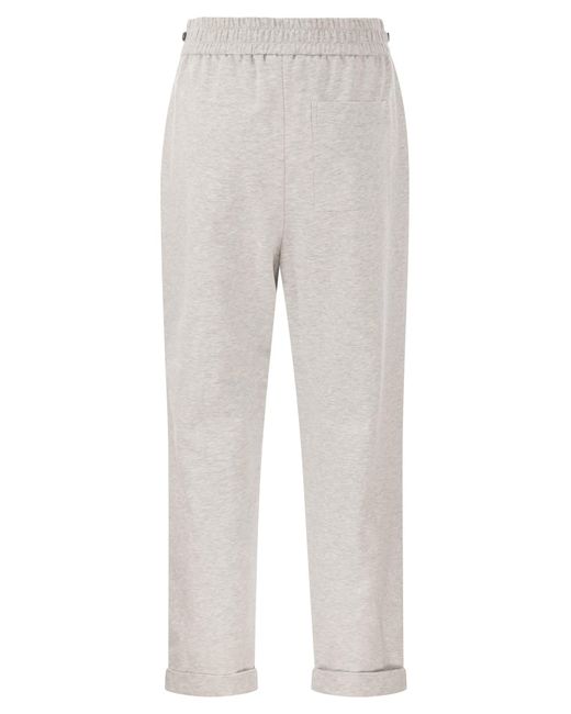 Cotton Fleece pantalones Brunello Cucinelli de color Gray