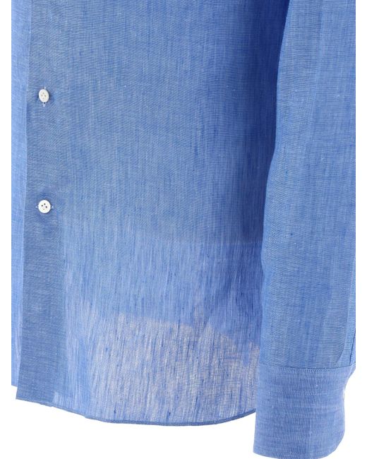 Borriello Blue Classic Linen Shirt for men