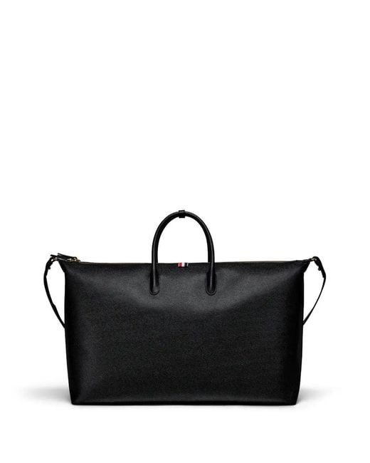 Thom Browne Black Soft Duffle Bag W/ Rwb Stripe