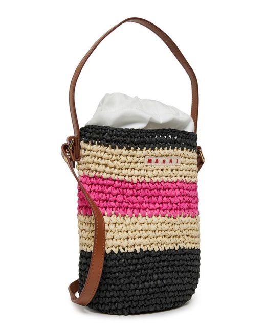 Marni White Tea Bag Shoulder Bag With Logo