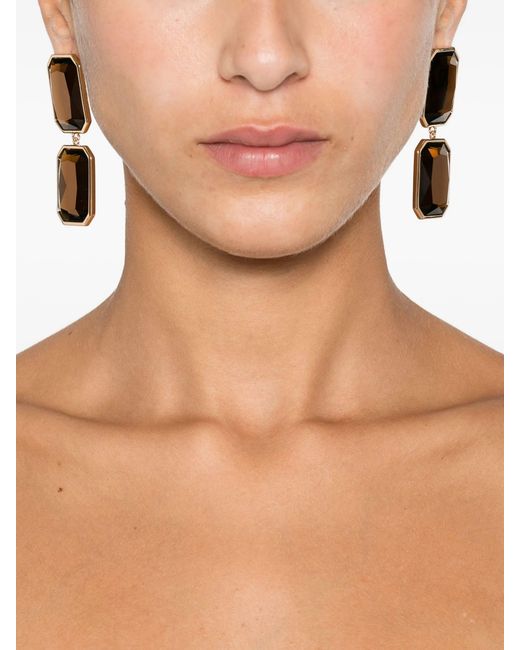 Self-Portrait White Geometric-Cut Stone Earrings