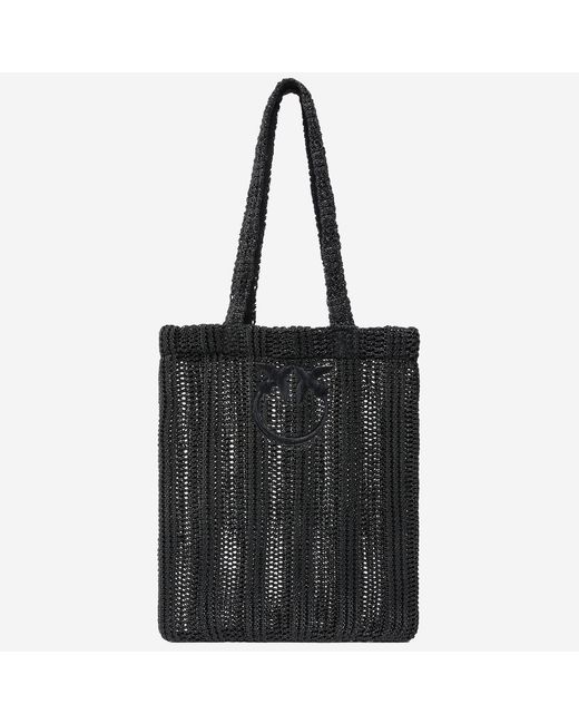 Pinko Black Easy Bast-Einkaufstasche