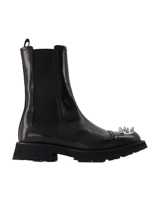 McQueen Black Ankle Boots With Studs