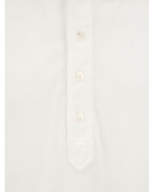 Fedeli Fünf lang Ärmeln Baumwoll Poloshirt in White für Herren