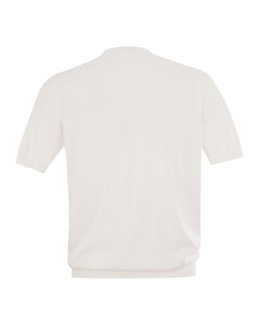 Fedeli White Giza Cotton T-Shirt for men