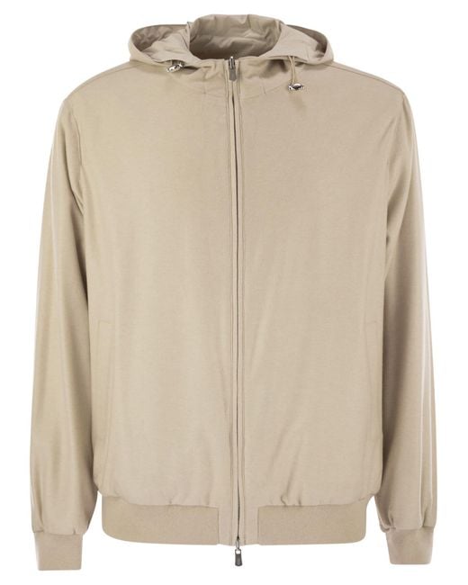 Fedeli Natural Reversible Bomber Jacket With Hood for men