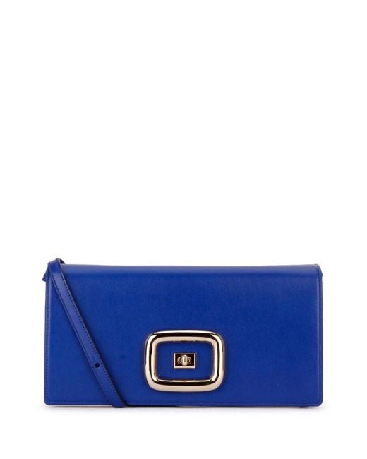 Roger Vivier Blue Embossed-Logo Shoulder Bag