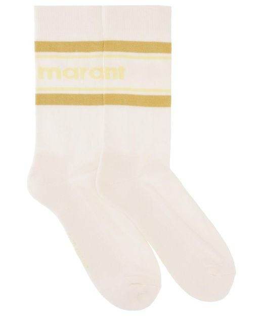 Isabel Marant White Socks With Logo