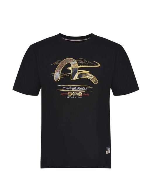 Evisu Black T Shirt Made Of Cotton