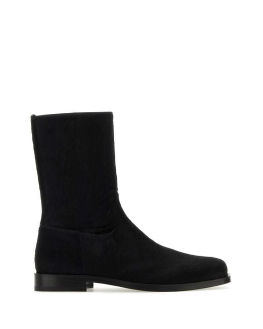 Dries Van Noten Black Calfhair Ankle Boots for men