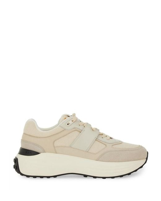 Tod's White Tod 's Stoff und Wildleder -Sneaker