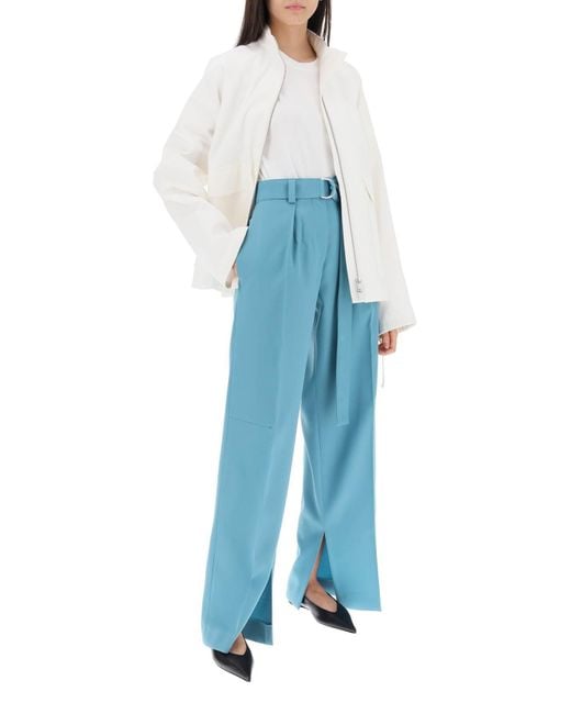 Pantalones de pierna ancha en lana ligera Jil Sander de color Blue