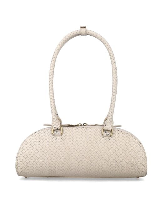 DIESEL White Elongated Dome Bowling Handbag