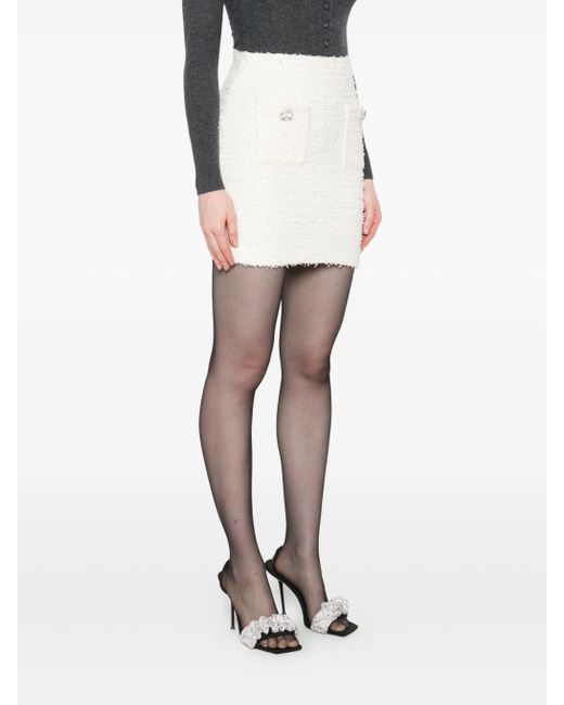 Self-Portrait Verfraaide Tweed Rok in het White