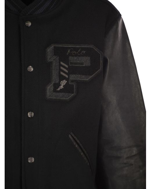 Veste Letterman emblématique Polo Ralph Lauren pour homme en coloris Black