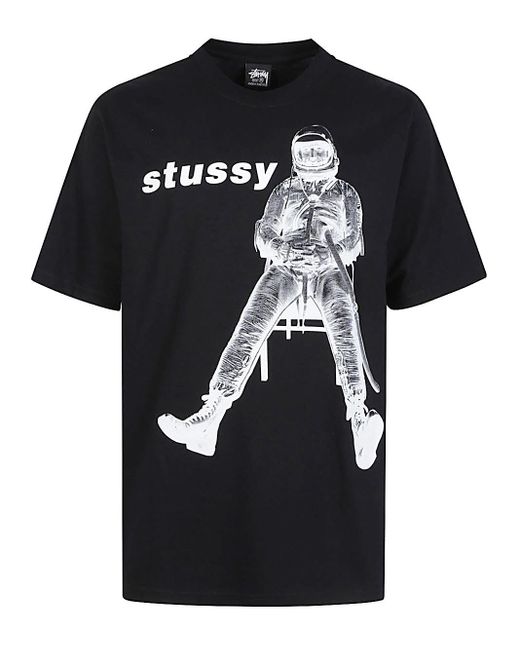 Stussy Black Printed Cotton T Shirt