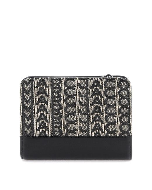 Marc Jacobs The Monogram Jacquard Mini Compact Wallet in het Black