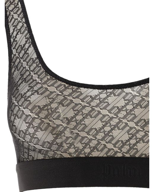 Palm Angels Gray Lace Classic Logo Bralette